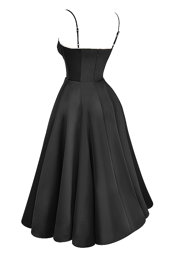 Mademoiselle Black Tulle Midi Dress - luluinthesky