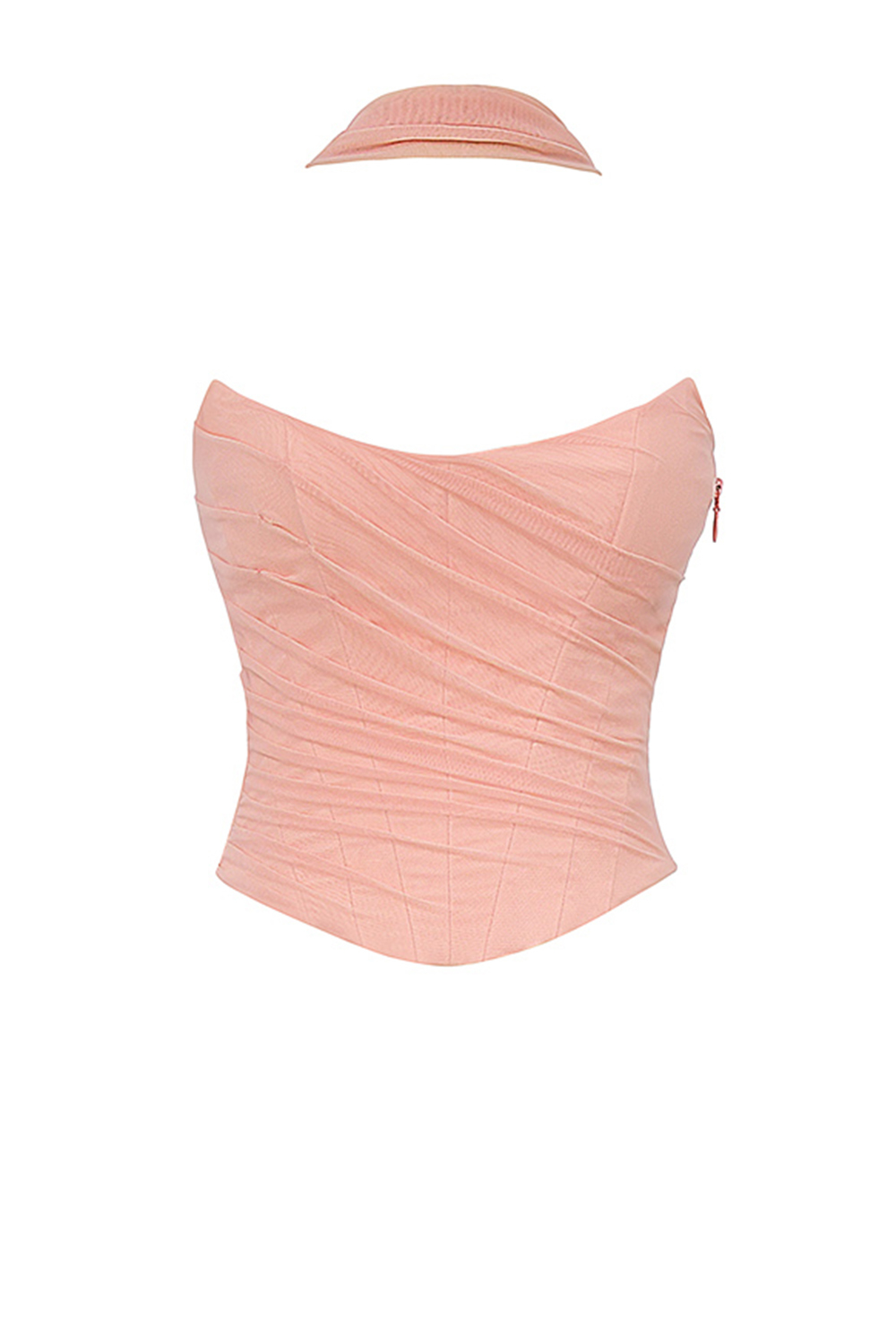 Hallie Peach Strapless Corset With Neck Scarf - luluinthesky