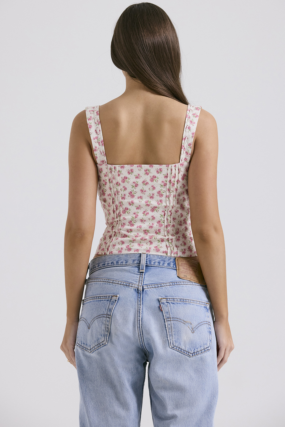Chicca White Rosebud Print Top - luluinthesky