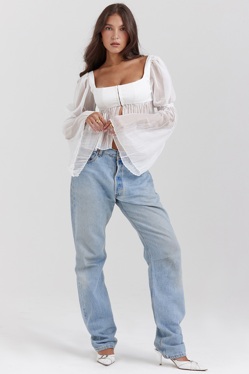 Lucie White Pleated Top - luluinthesky