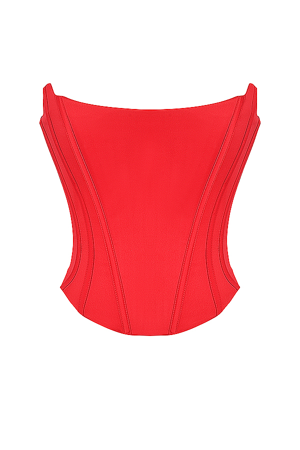 Genevieve Scarlet Satin Lace Back Corset - luluinthesky