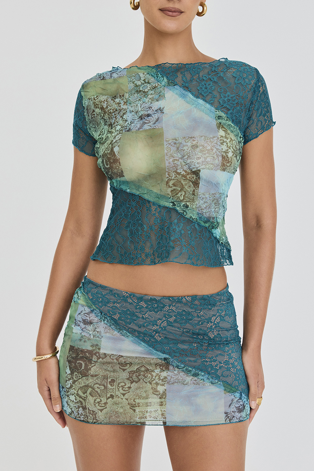 Mistress Rocks Ocean Teal Panelled Mini Skirt - SALE - luluinthesky