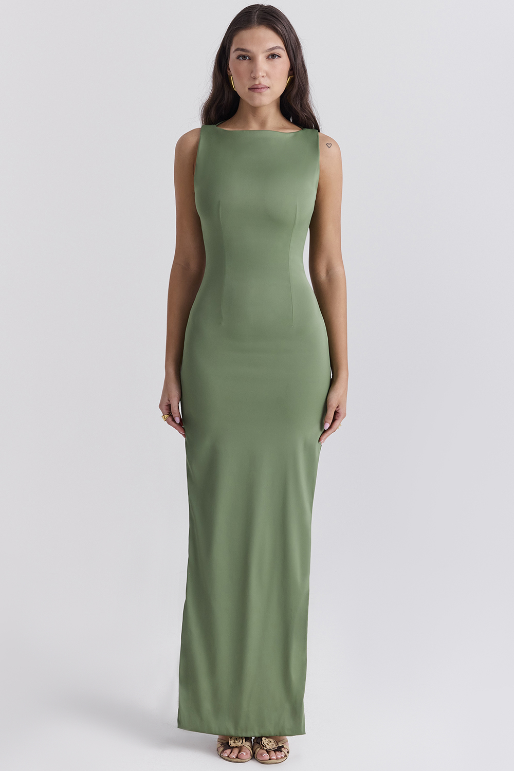 Filomena Olive Boat Neck Maxi Dress - luluinthesky