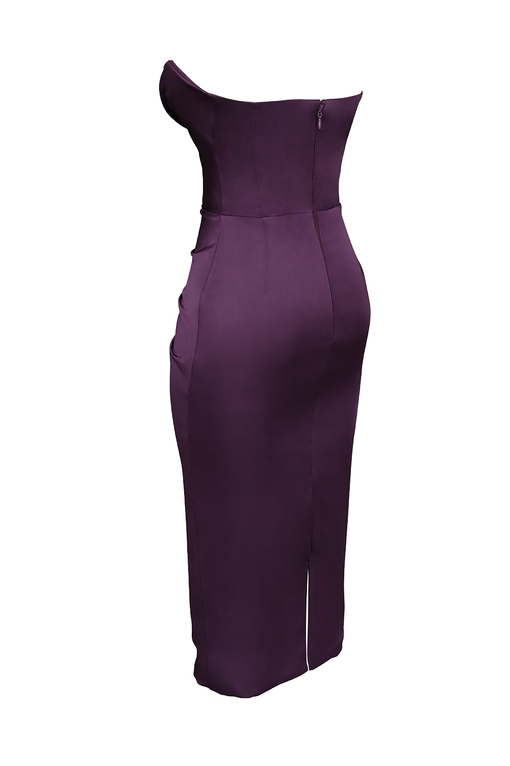 Santana Grape Satin Strapless Midi Dress - luluinthesky