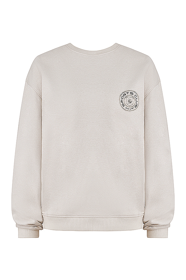 Haze Cloud Cotton Fleece-Back Crew Neck Sweatshirt - luluinthesky