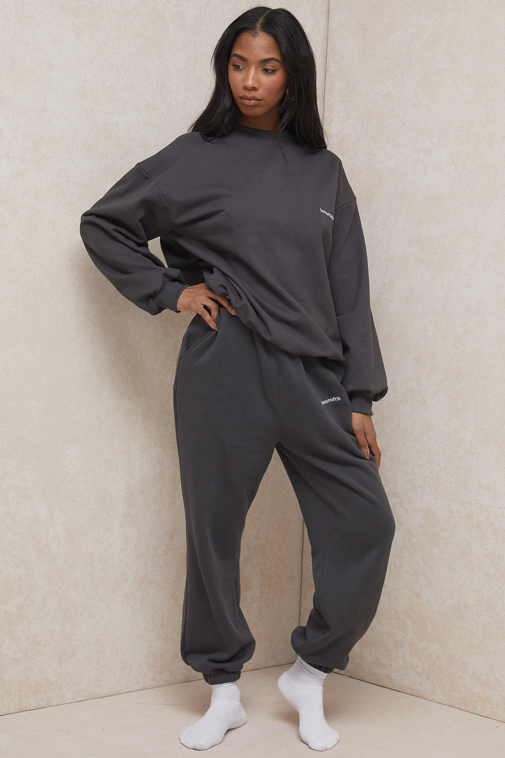 Sky Charcoal Fleece Back Jogging Trousers - luluinthesky