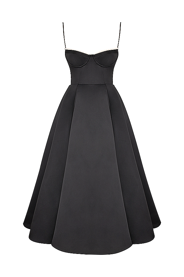 Mademoiselle Black Tulle Midi Dress - luluinthesky