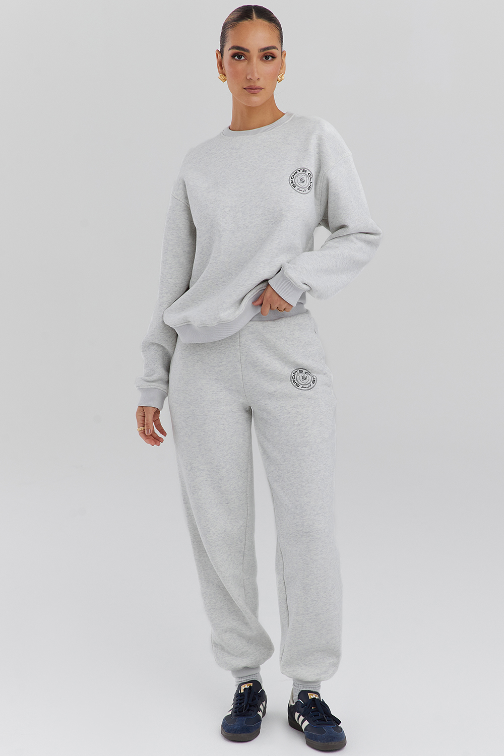Haze Light Grey Marl Crew Neck Sweatshirt - luluinthesky