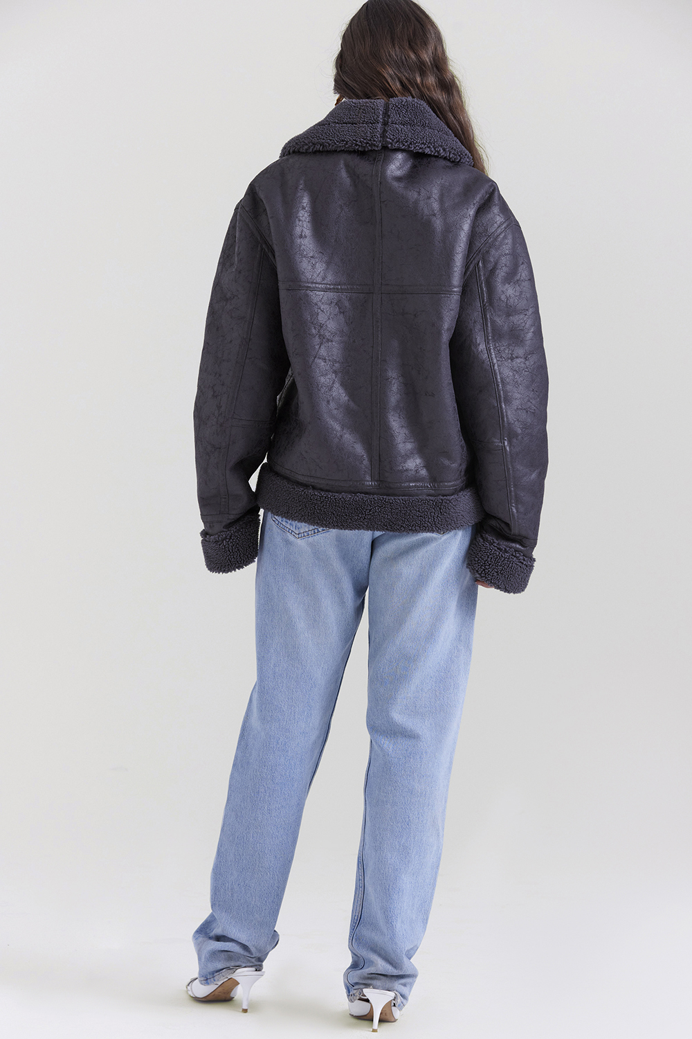 Madden Grey Vegan Shearling Aviator Jacket - luluinthesky