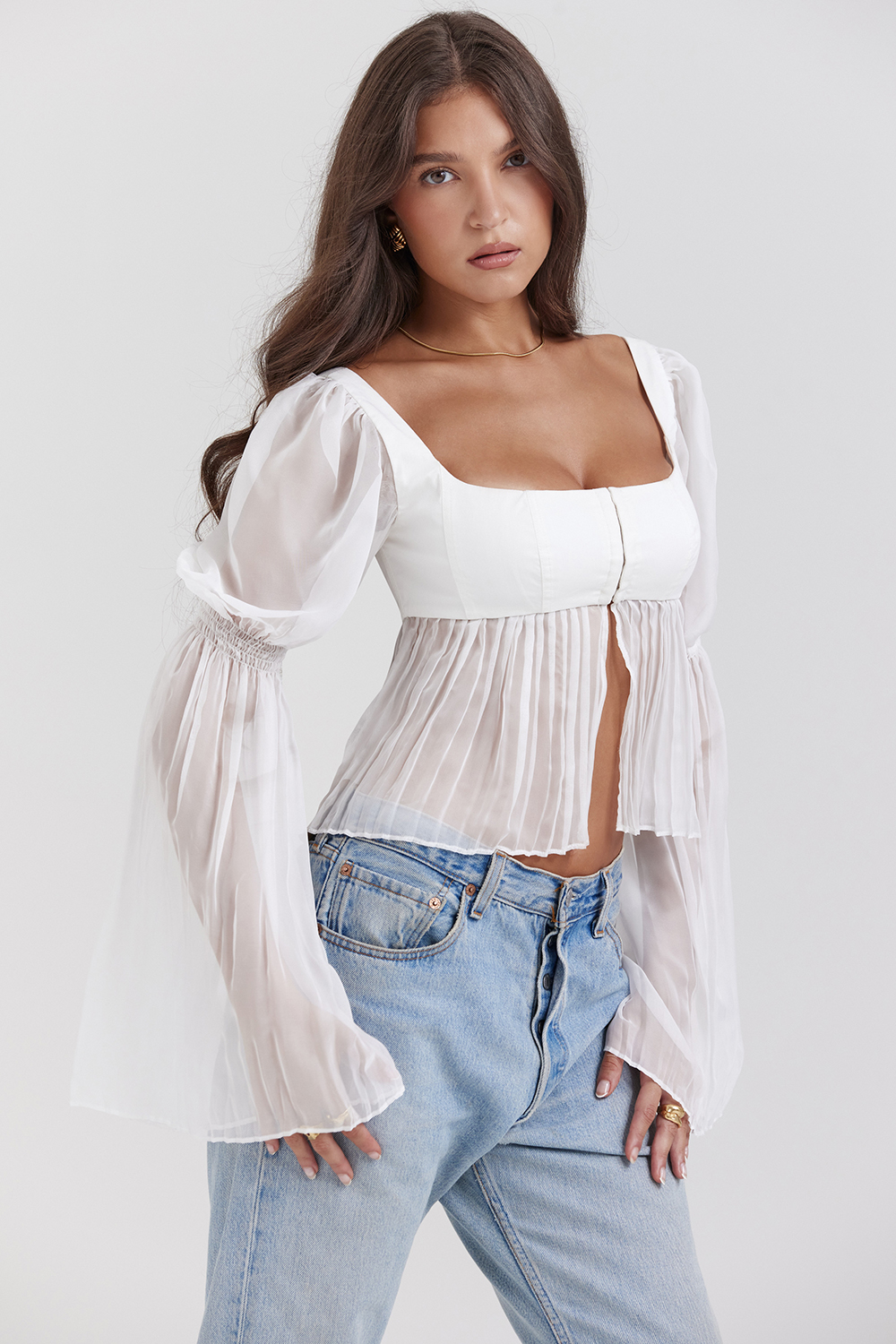 Lucie White Pleated Top - luluinthesky