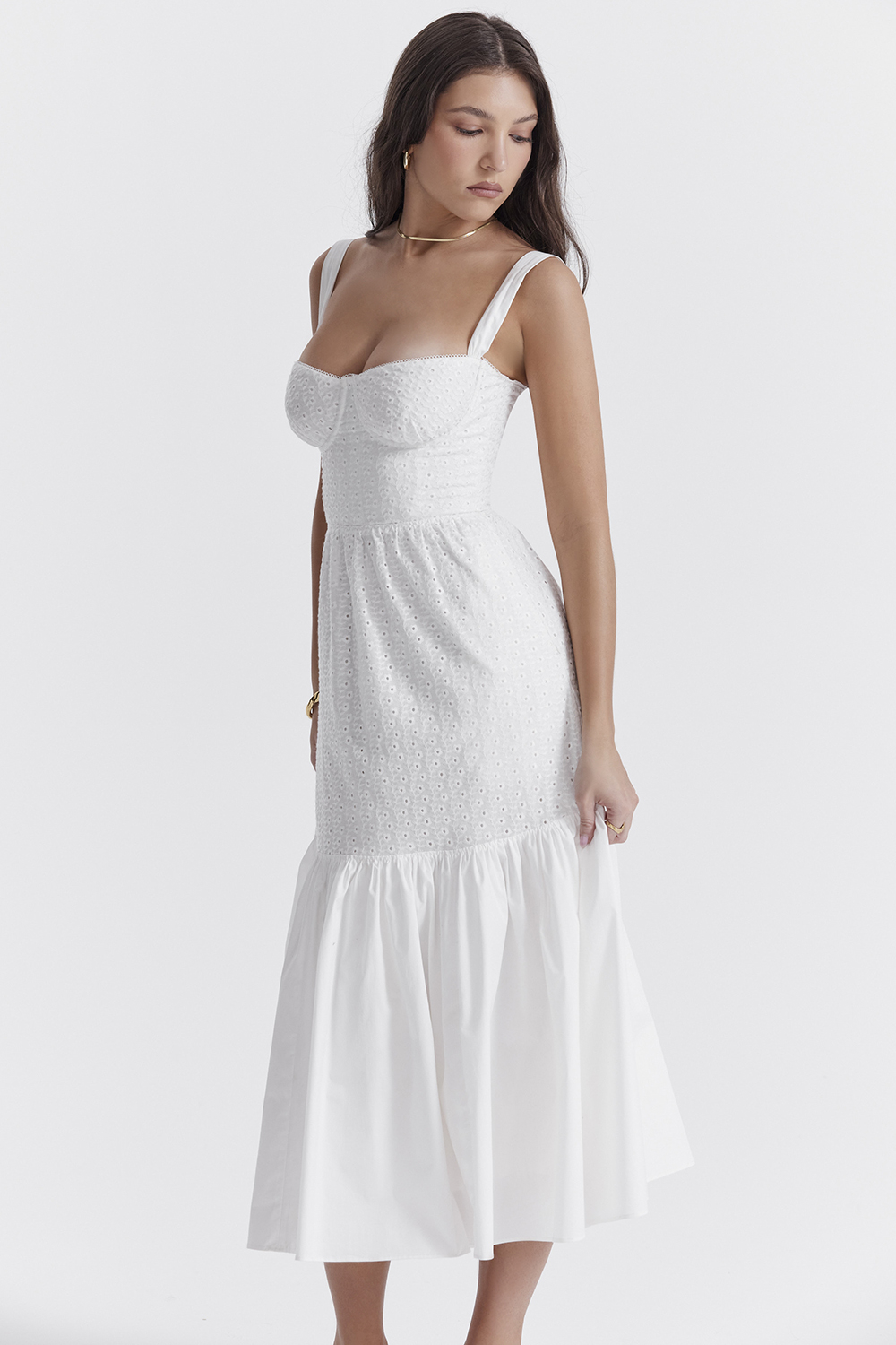 Elia White Broderie Anglaise Midi Sundress - luluinthesky