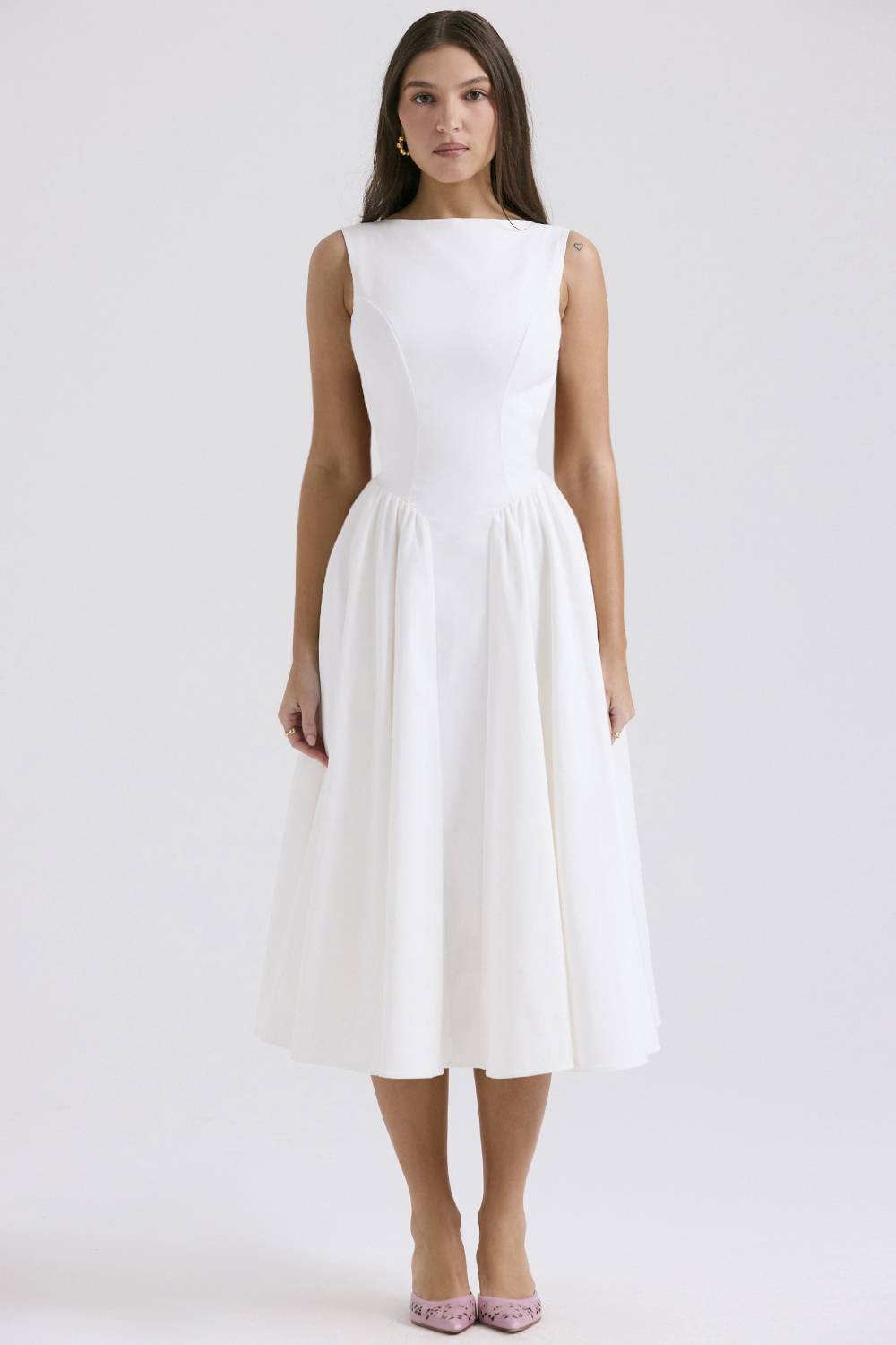 Cindy White Twill Midi Sundress - luluinthesky