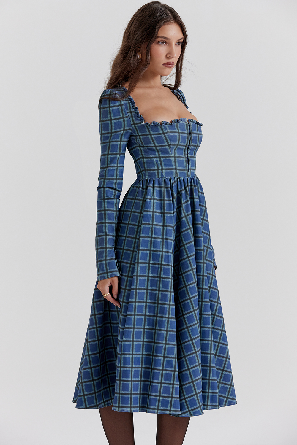 Delia Blue Tartan Midi Dress - luluinthesky