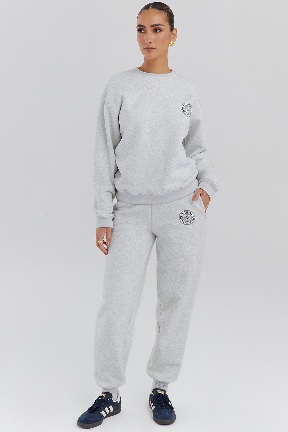 Haze Light Grey Marl Crew Neck Sweatshirt - luluinthesky