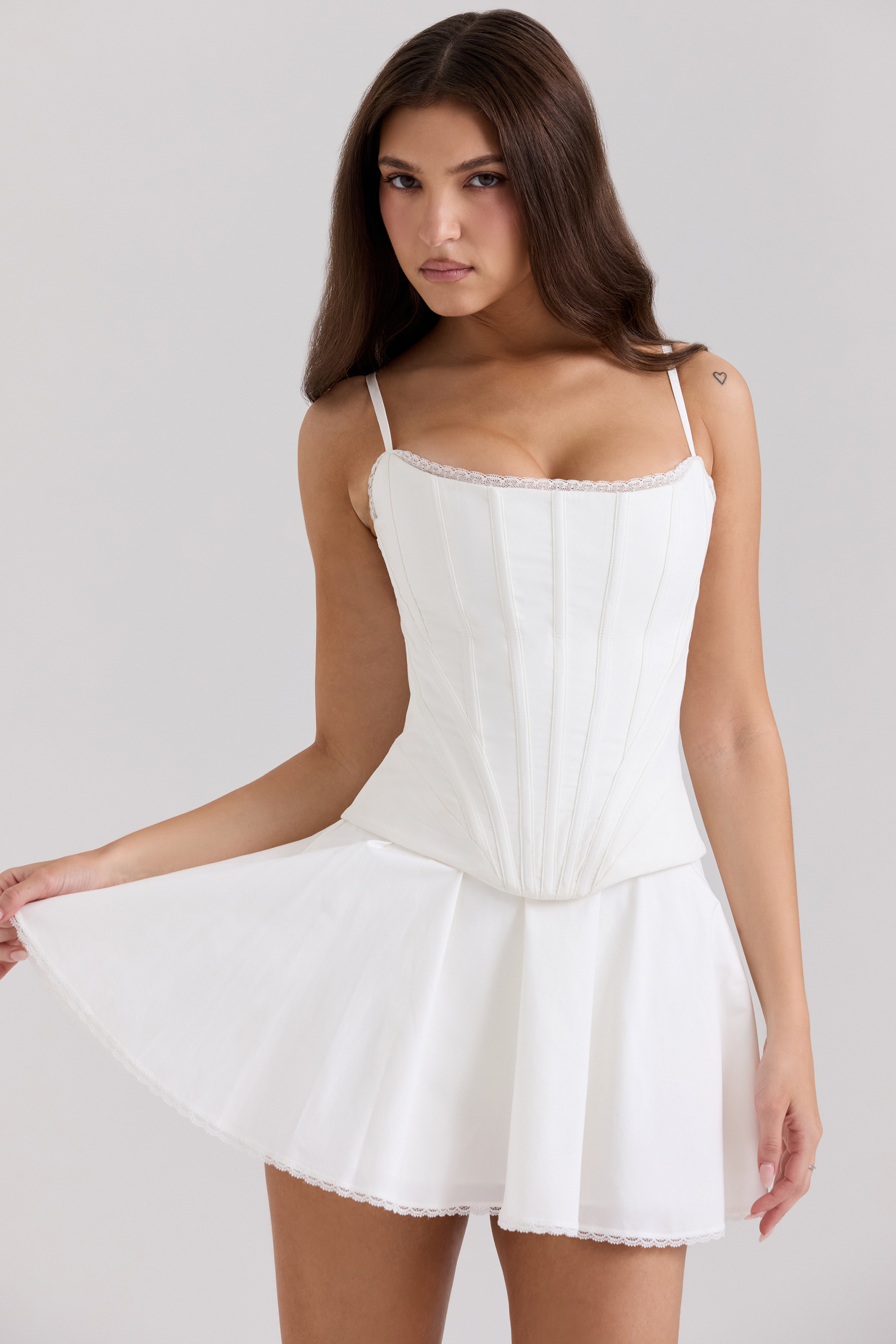 Celia White Cotton Built-In Bloomer Shorts Mini Skirt - luluinthesky