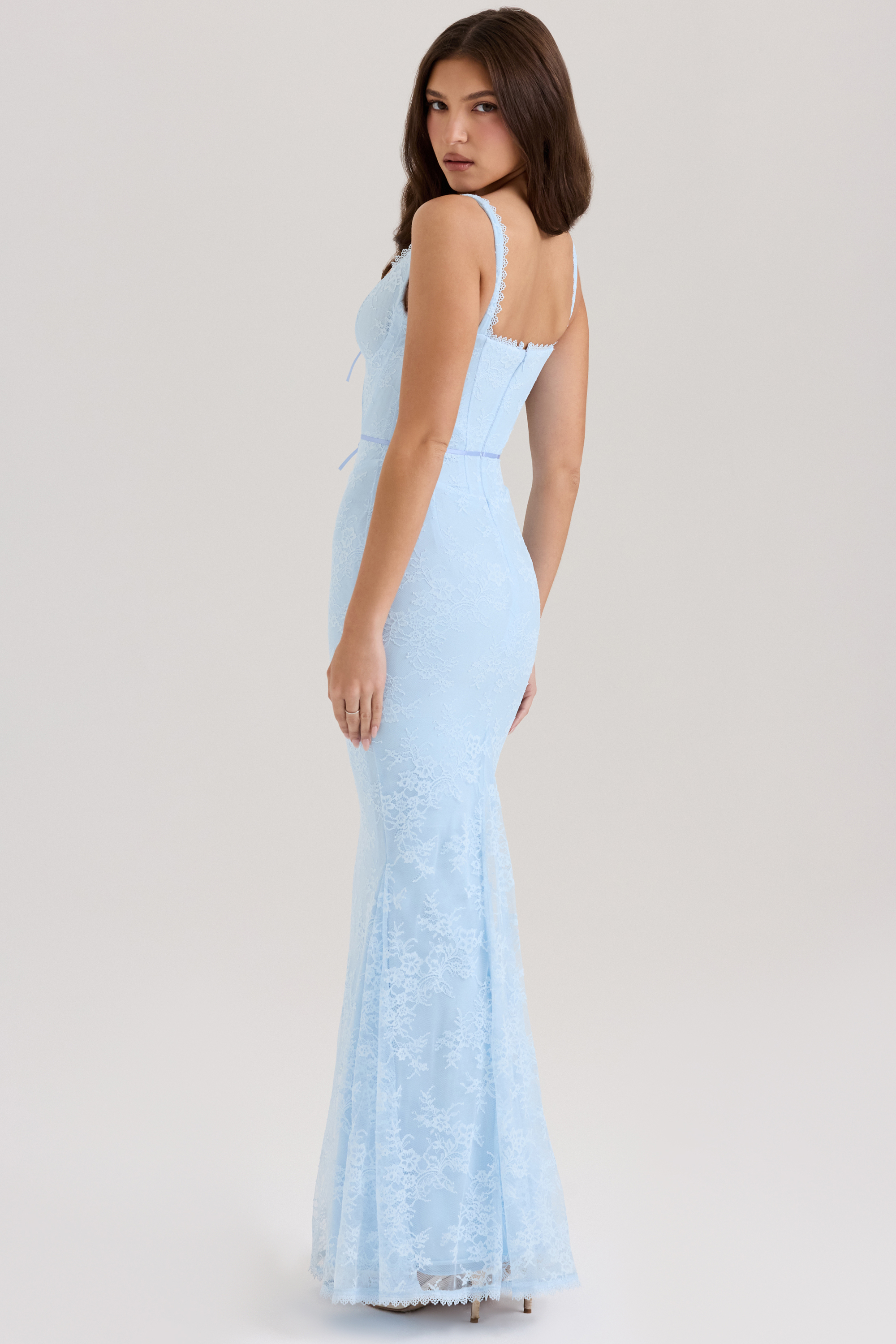 Sarai Blue Lace Godet Maxi Dress - luluinthesky