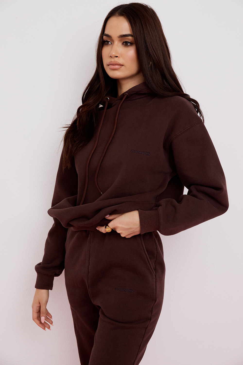 Halo Chocolate Cotton Fleece-Back Oversized Hoodie - luluinthesky
