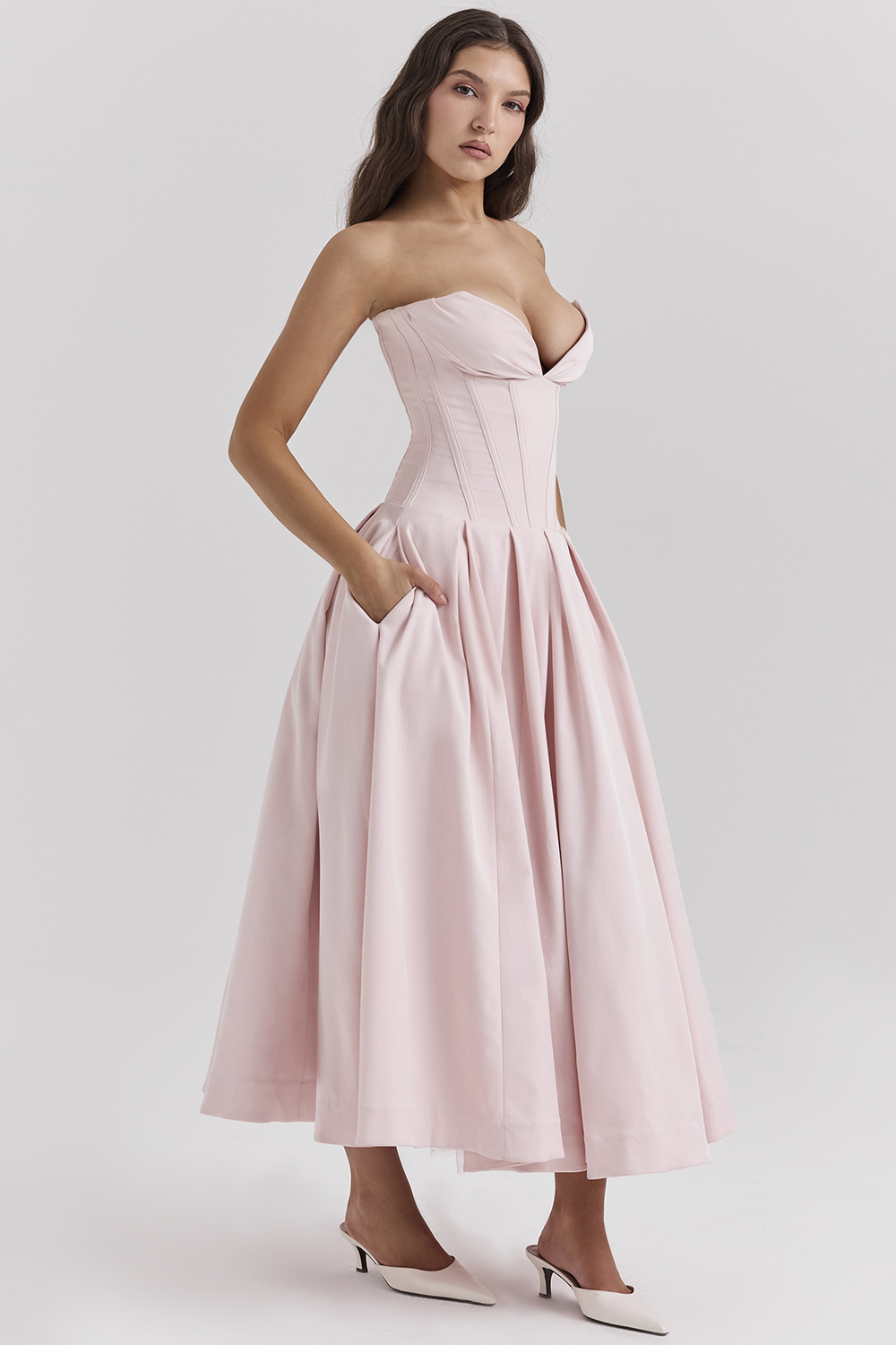 Lady Ballerina Pink Strapless Midi Dress - luluinthesky