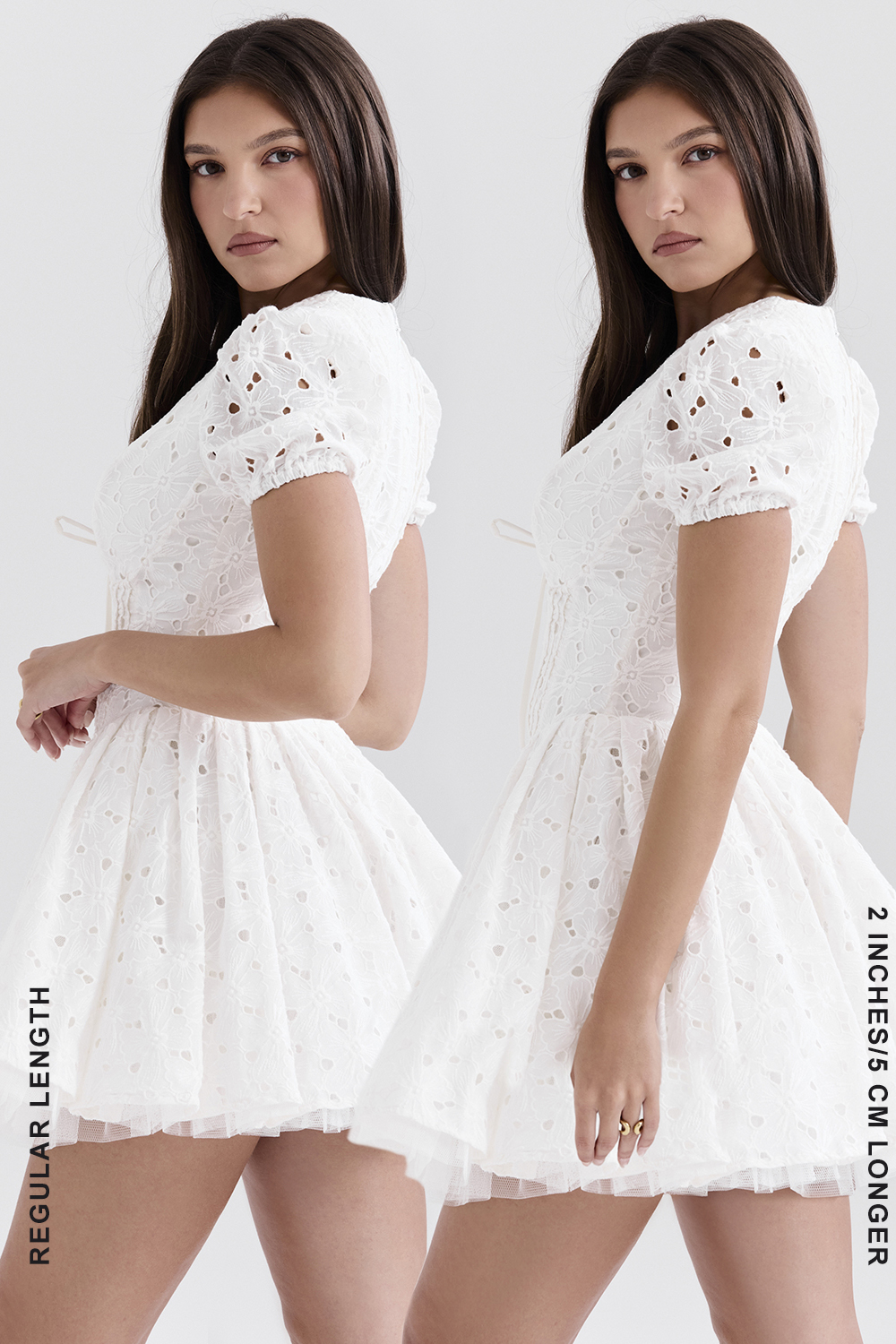 Imani White Pleated Broderie Anglais Mini Dress - luluinthesky