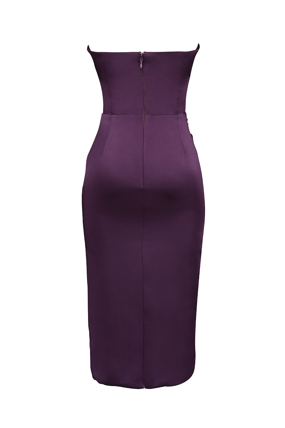 Santana Grape Satin Strapless Midi Dress - luluinthesky