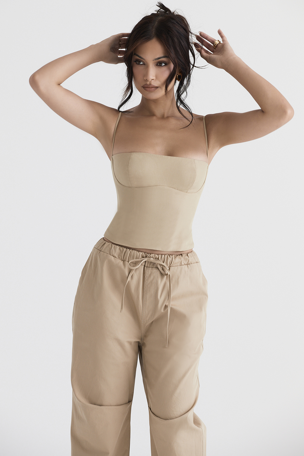 Audette Camel Structured Corset - luluinthesky
