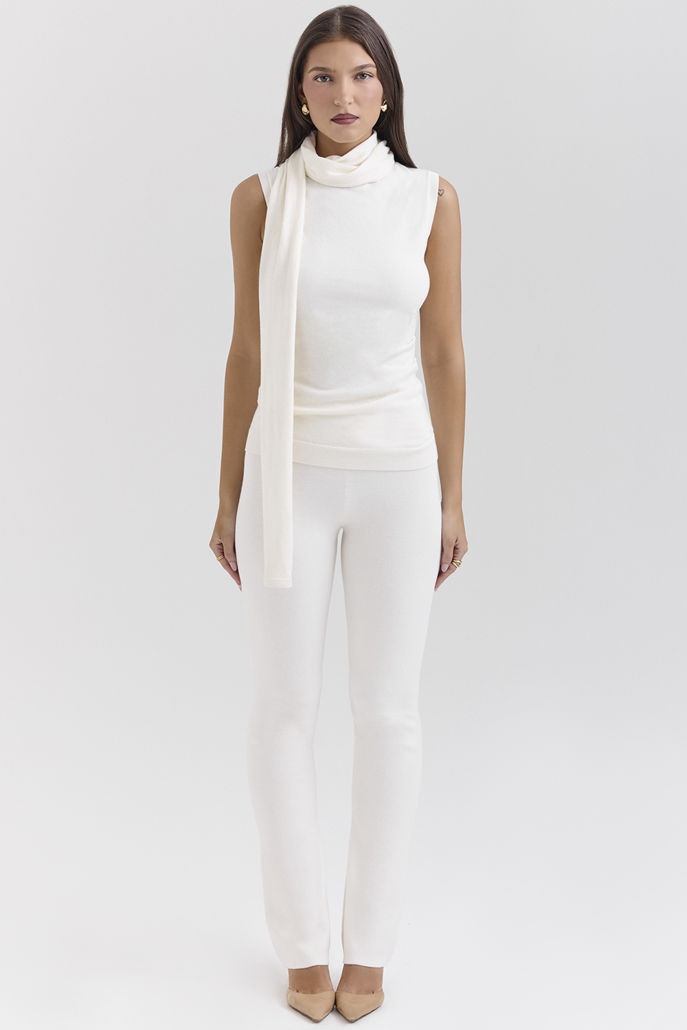 Clementine Ivory Cashmere Draped Tank and Scarf - luluinthesky