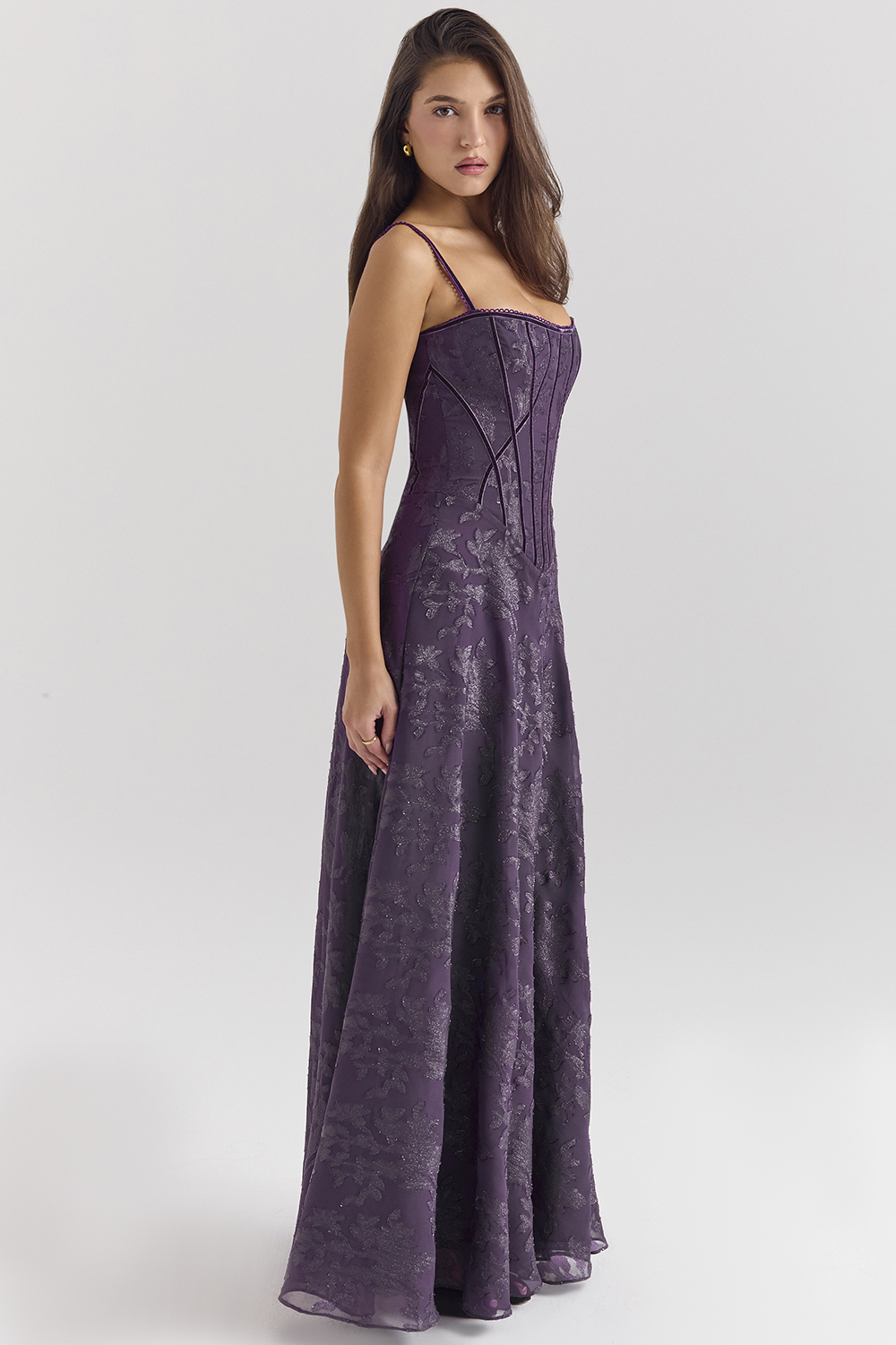 Esme Grape Lurex Chiffon Maxi Dress - luluinthesky