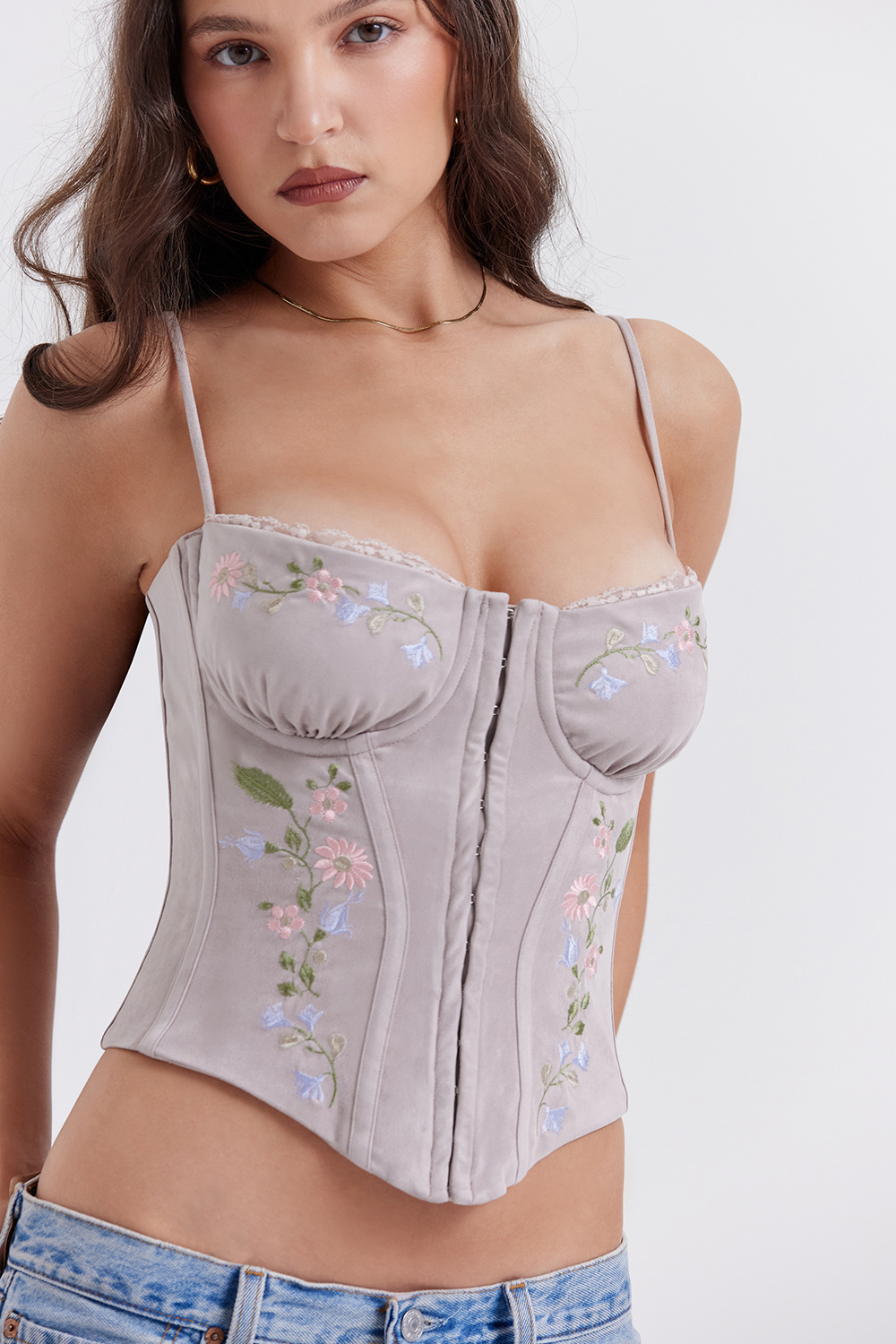 Petunia Light Lavender Embroidered Corset - luluinthesky