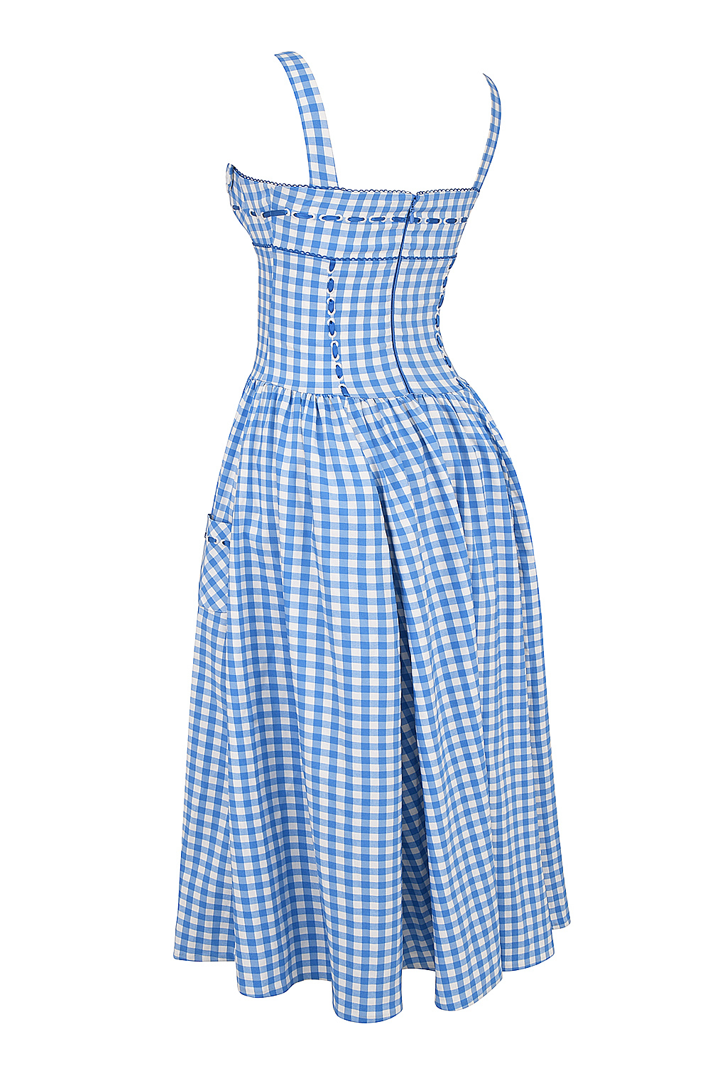 Vivien Regatta Blue Gingham Midi Sundress - luluinthesky