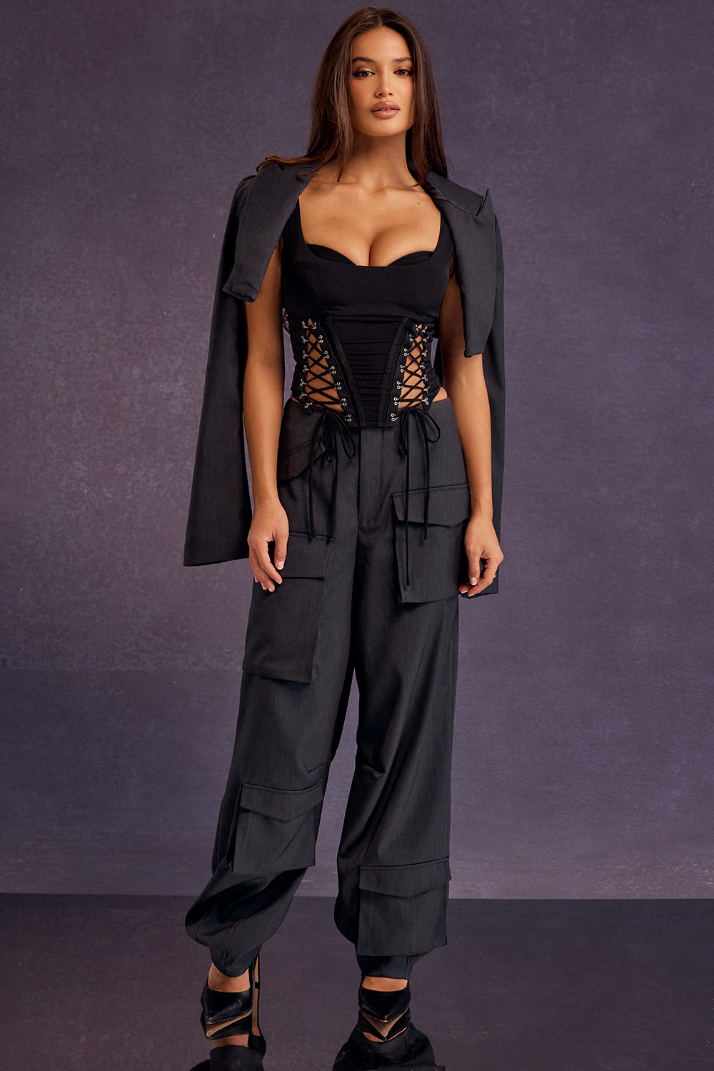 Mistress Rocks Dark Grey Cargo Trousers - SALE - luluinthesky