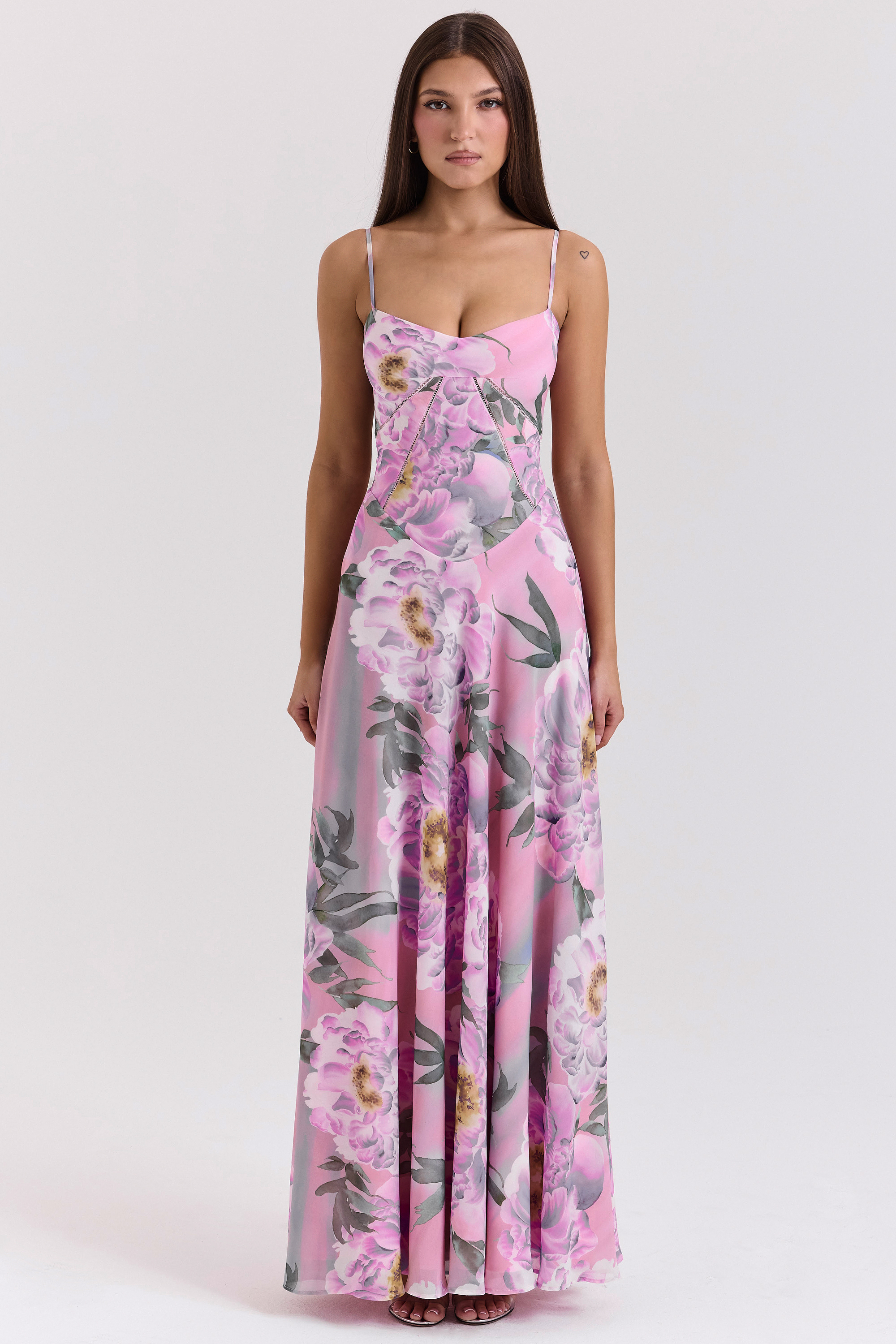 Seren Pink Floral Print Lace Back Maxi Dress - luluinthesky
