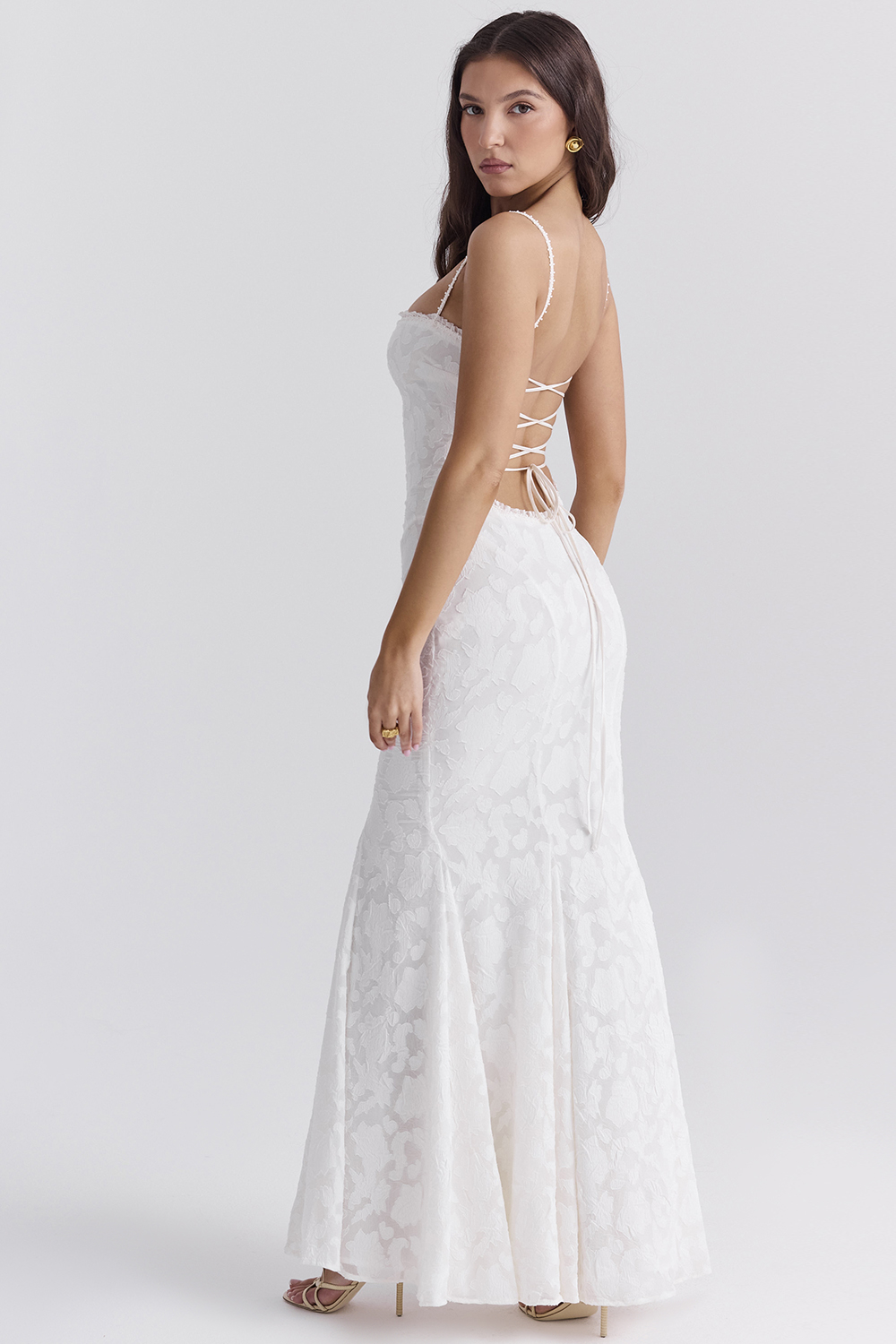 Joan Ivory Lace Up Back Maxi Dress - luluinthesky