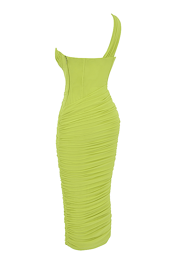 Valentina Lime Asymmetric Cutout Midi Dress - luluinthesky