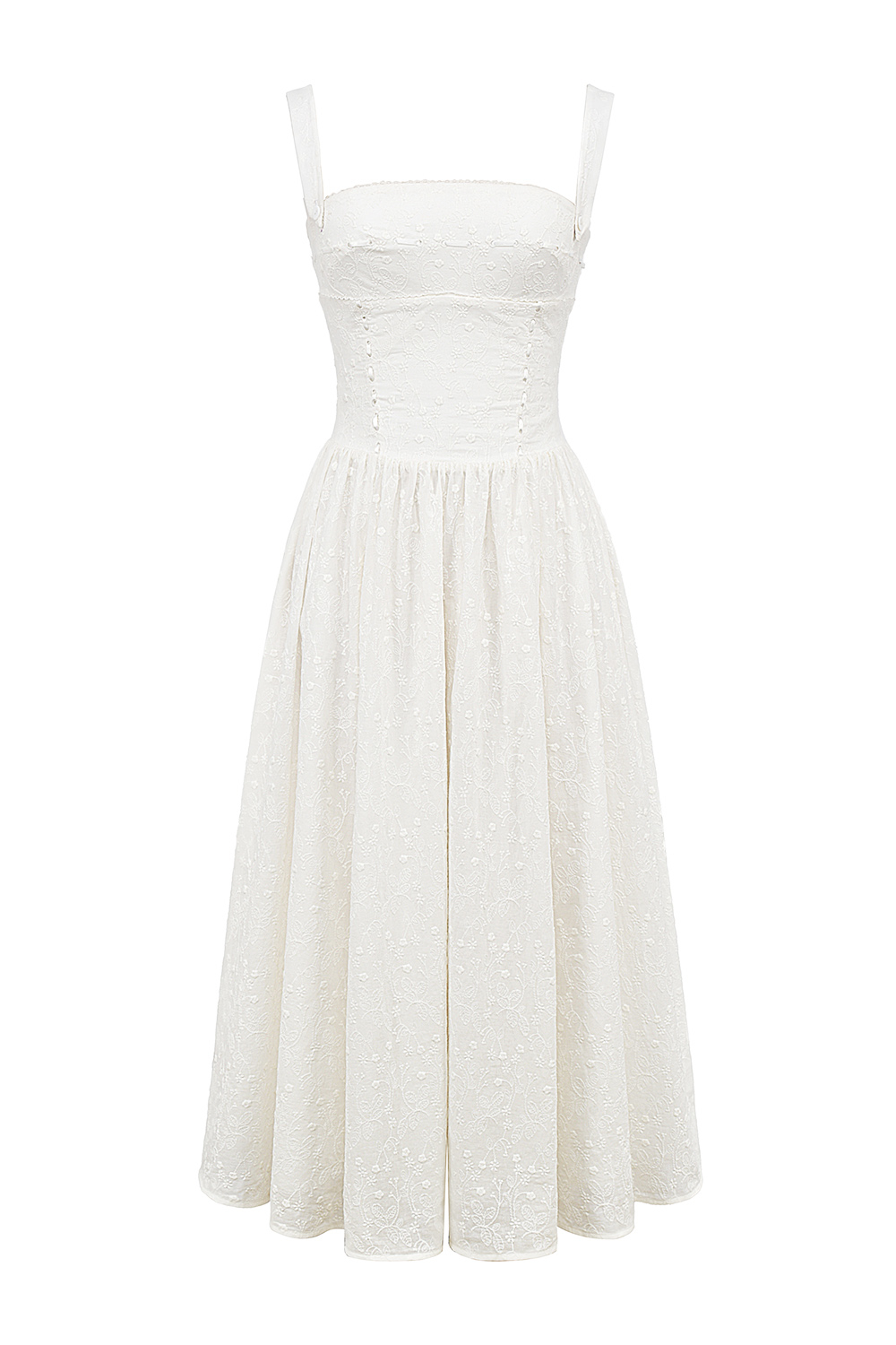 Vivien White Broderie Anglais Midi Sundress - luluinthesky