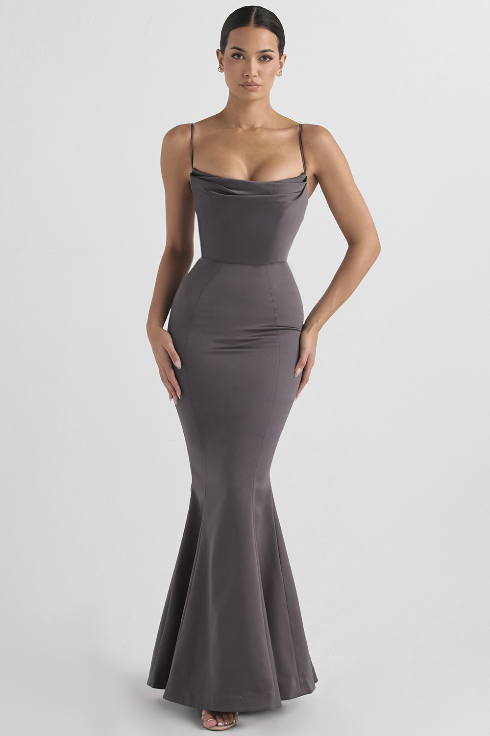 Violette Shadow Satin Fishtail Gown - luluinthesky