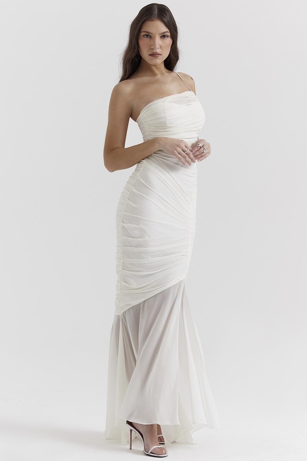 Pearla Ivory Ruched Maxi Dress - luluinthesky
