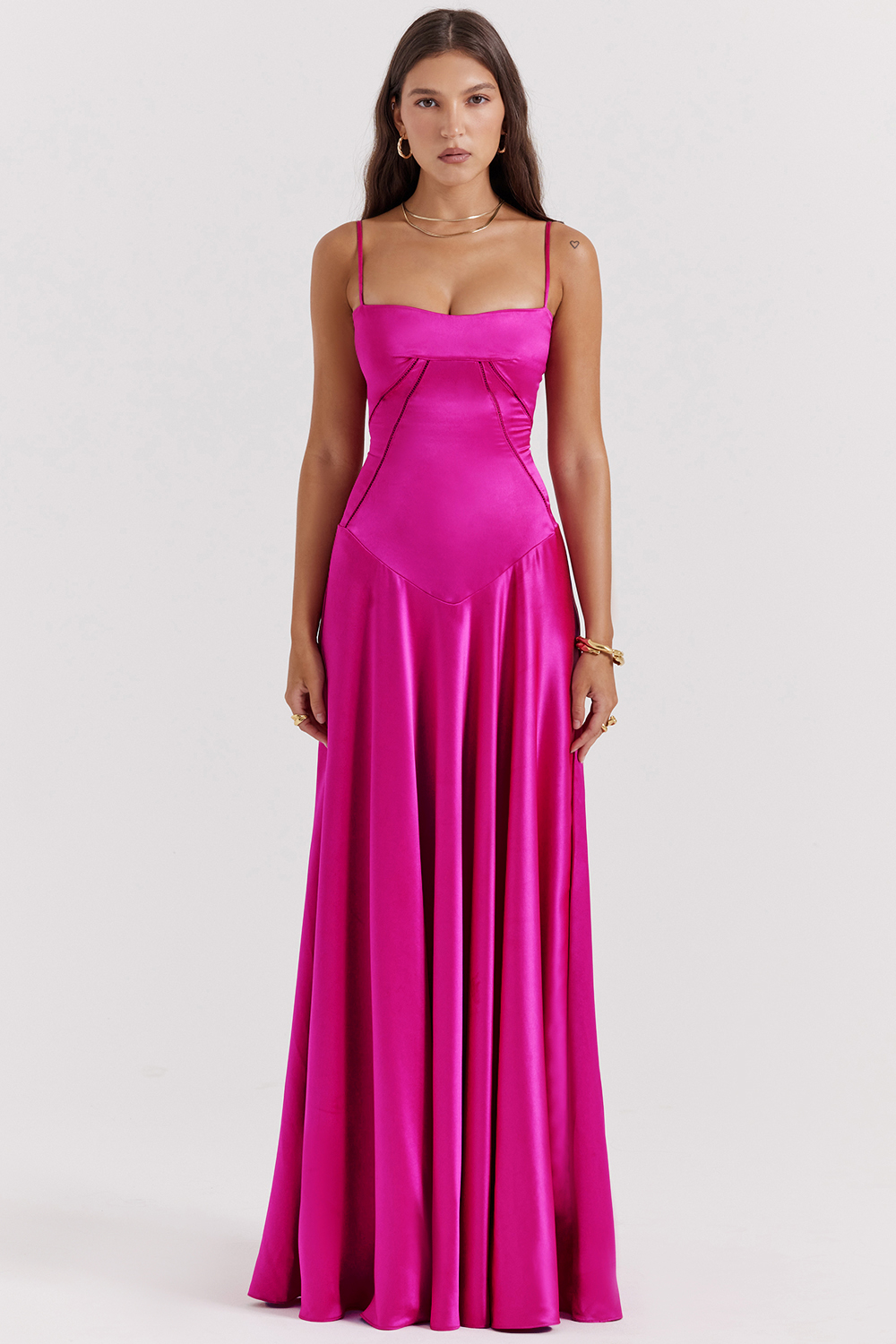 Anabella Fuchsia Lace Up Maxi Dress - luluinthesky