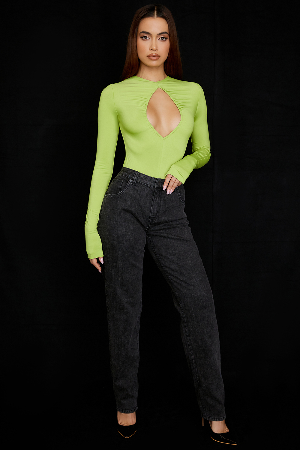 Estrelle Lime Green Cutout Bodysuit - luluinthesky