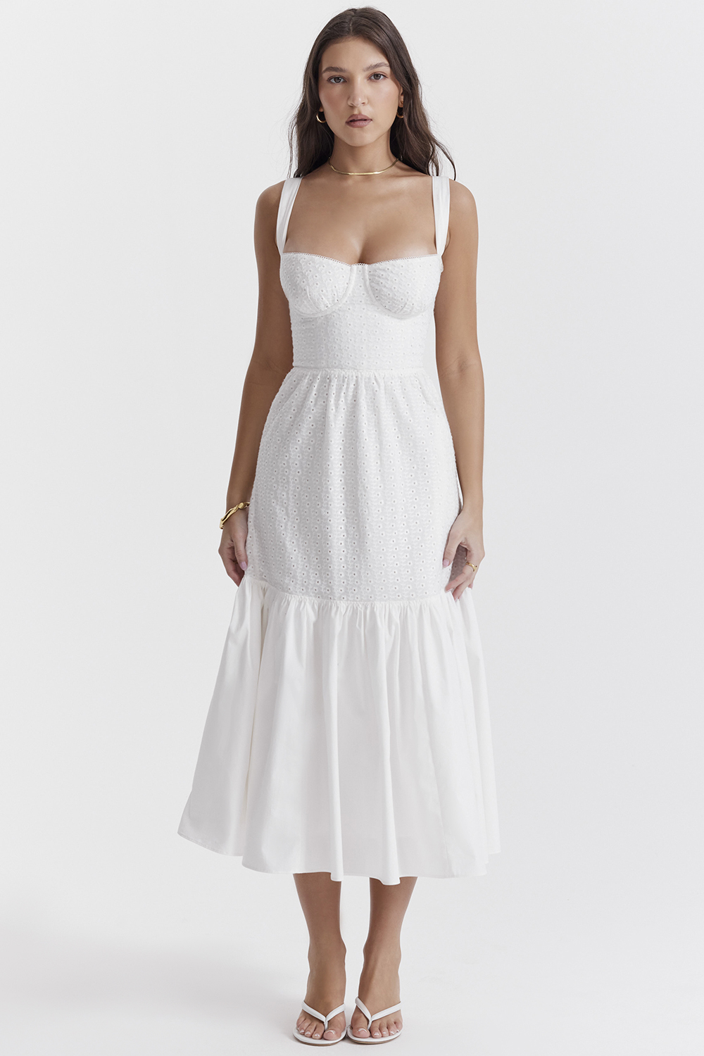 Elia White Broderie Anglaise Midi Sundress - luluinthesky