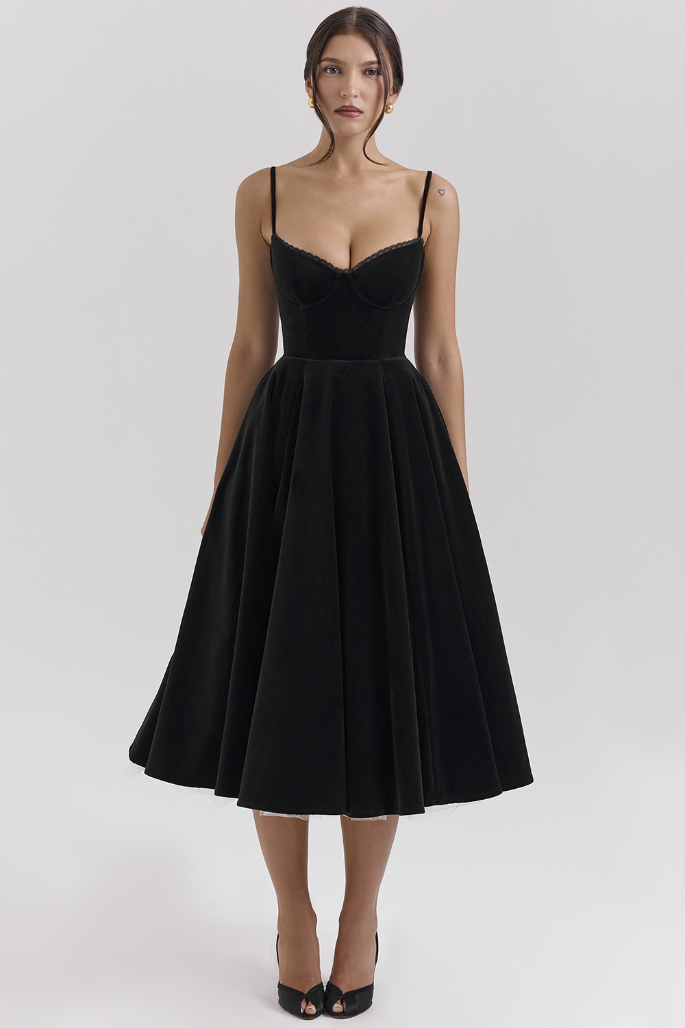 Mademoiselle Black Velvet Tulle Midi Dress + Bolero - luluinthesky