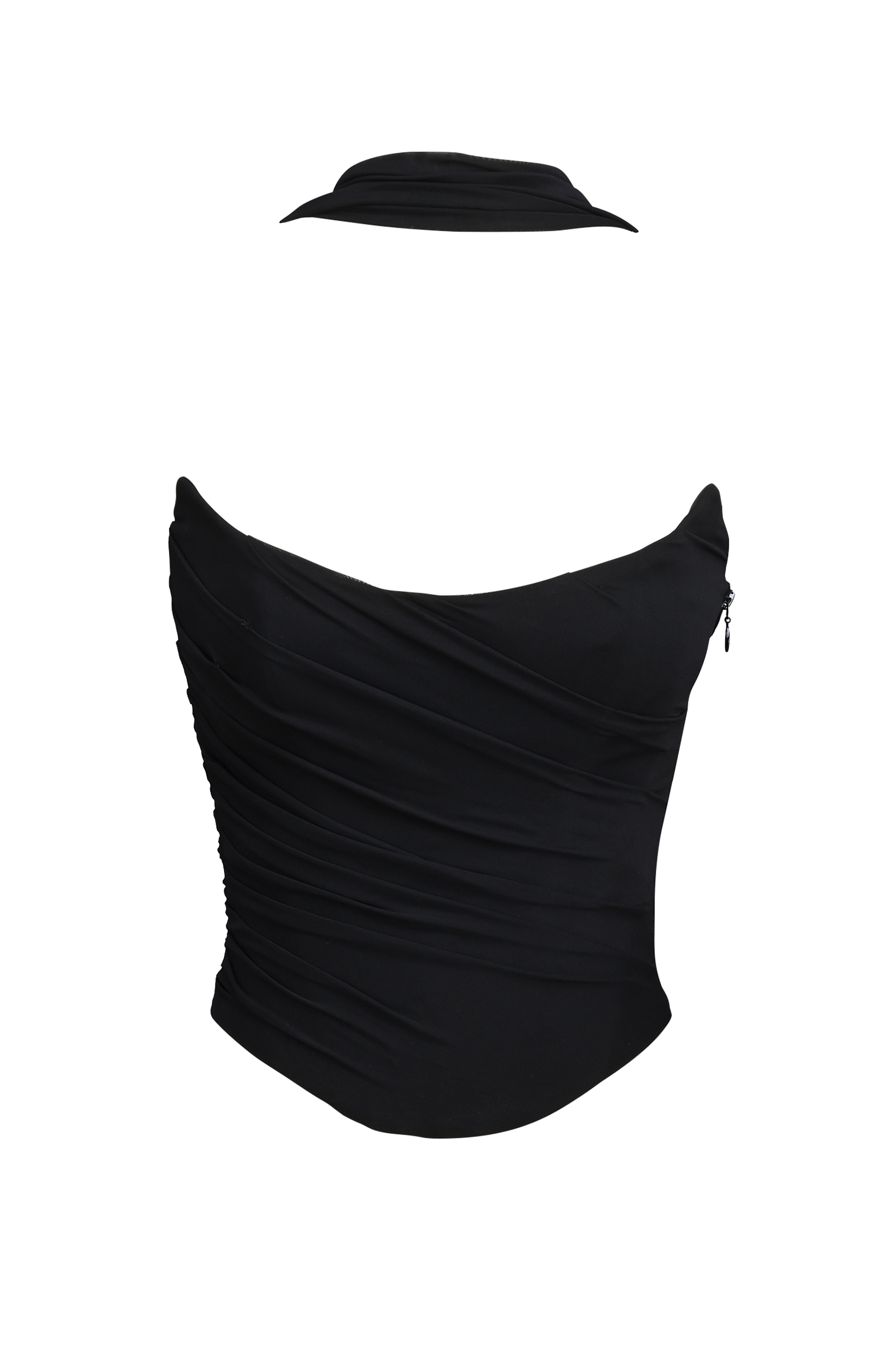 Hallie Black Strapless Corset with Neck Scarf - luluinthesky