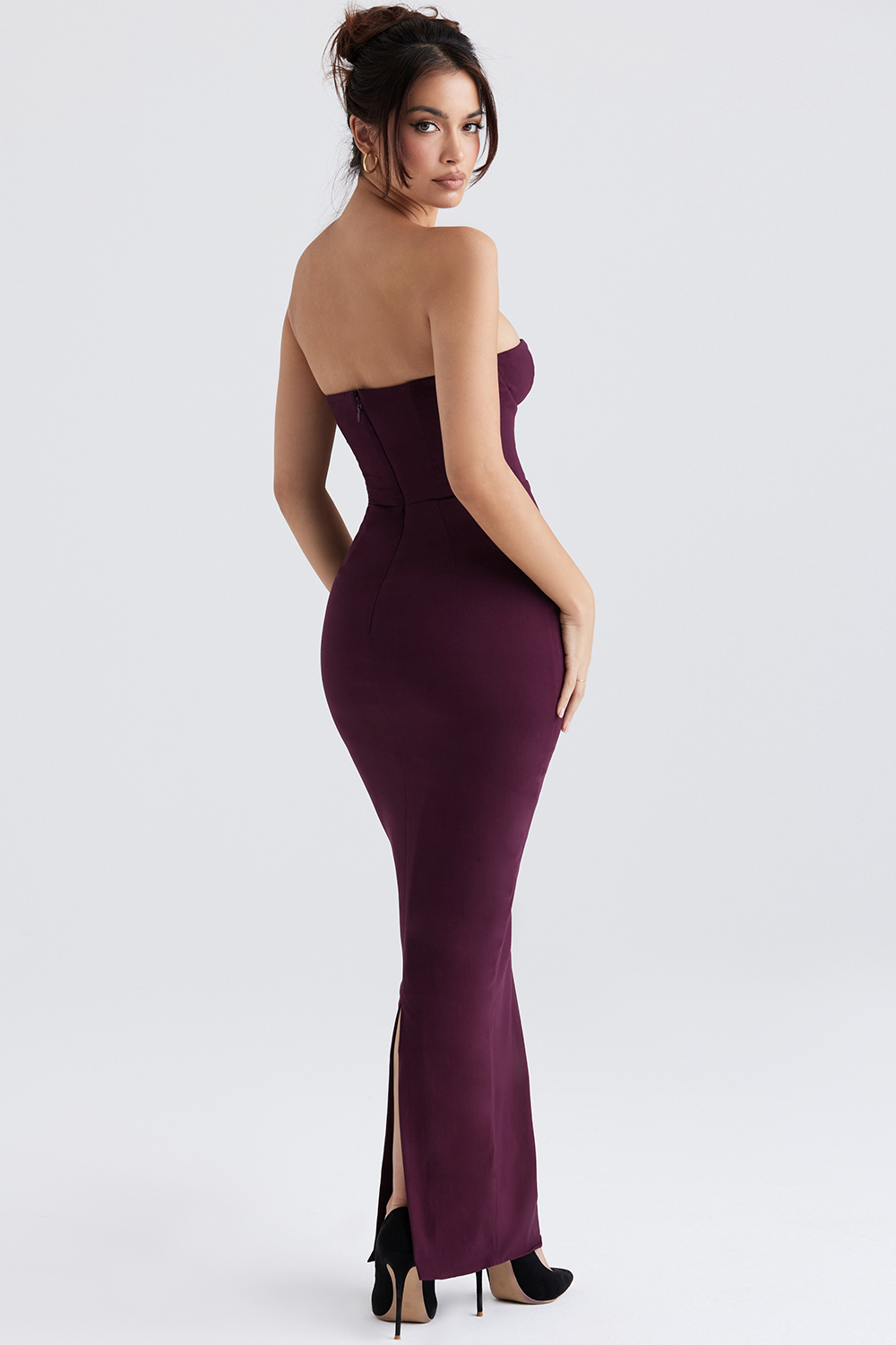 Lucia Grape Strapless Corset Maxi Dress - luluinthesky