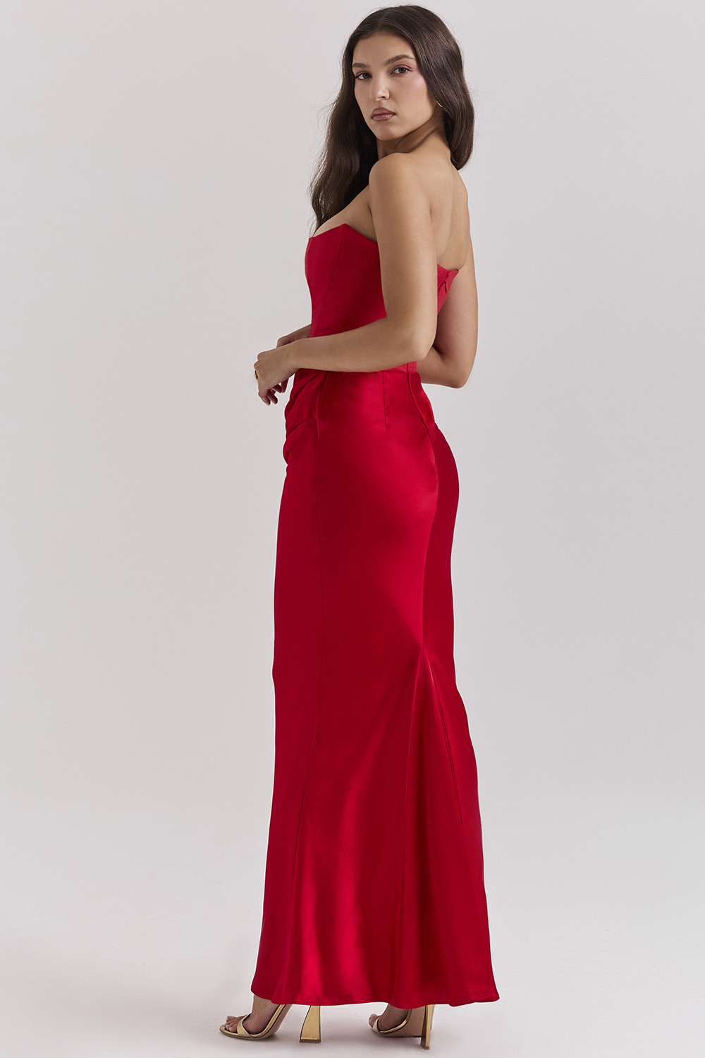 Persephone Scarlet Strapless Corset Maxi Dress - luluinthesky