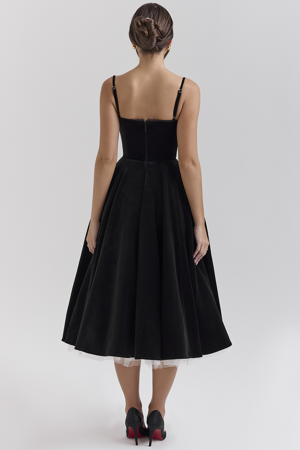 Mademoiselle Black Velvet Tulle Midi Dress + Bolero - luluinthesky