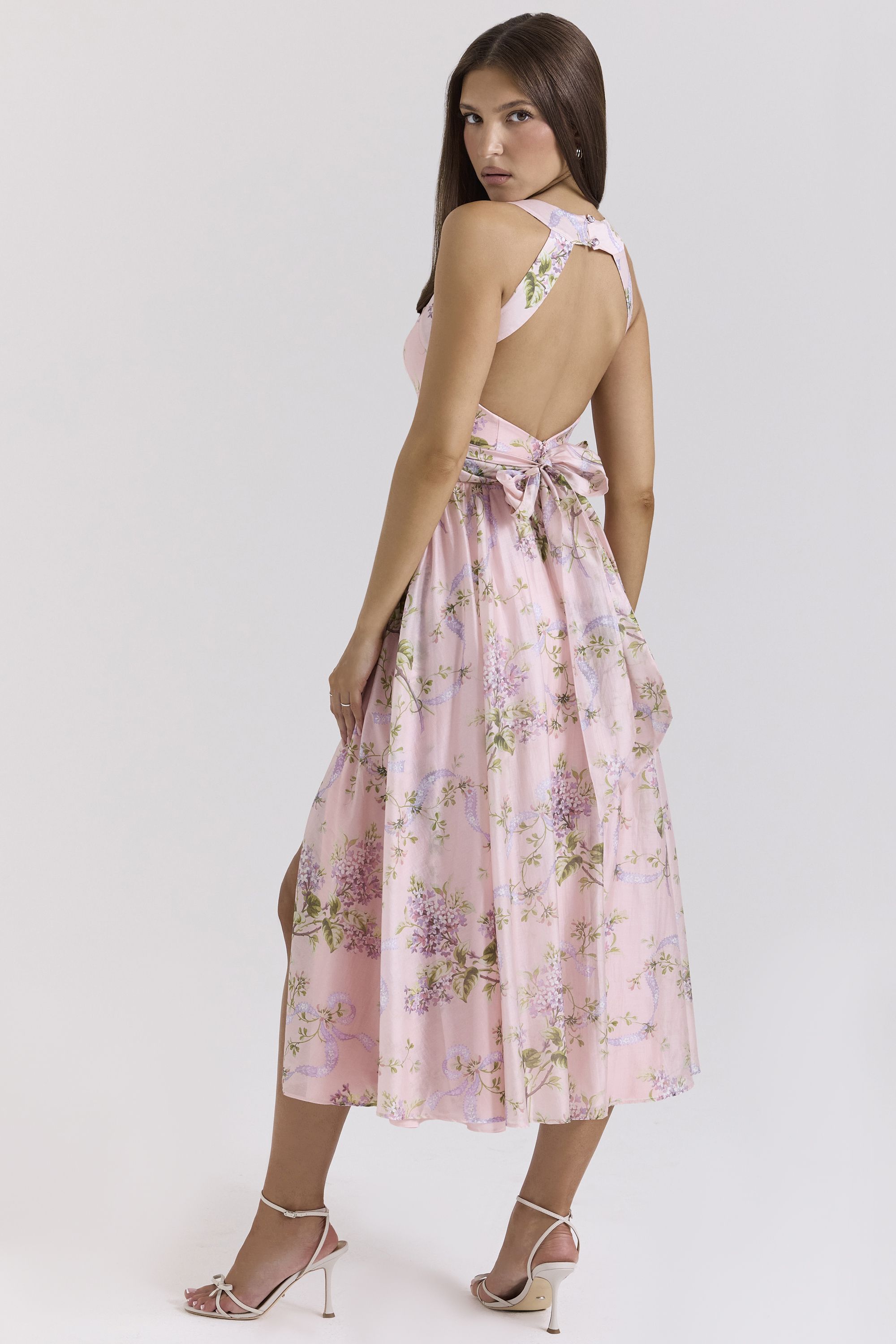 Minerva Pink Floaty Chiffon Midi Sundress - luluinthesky