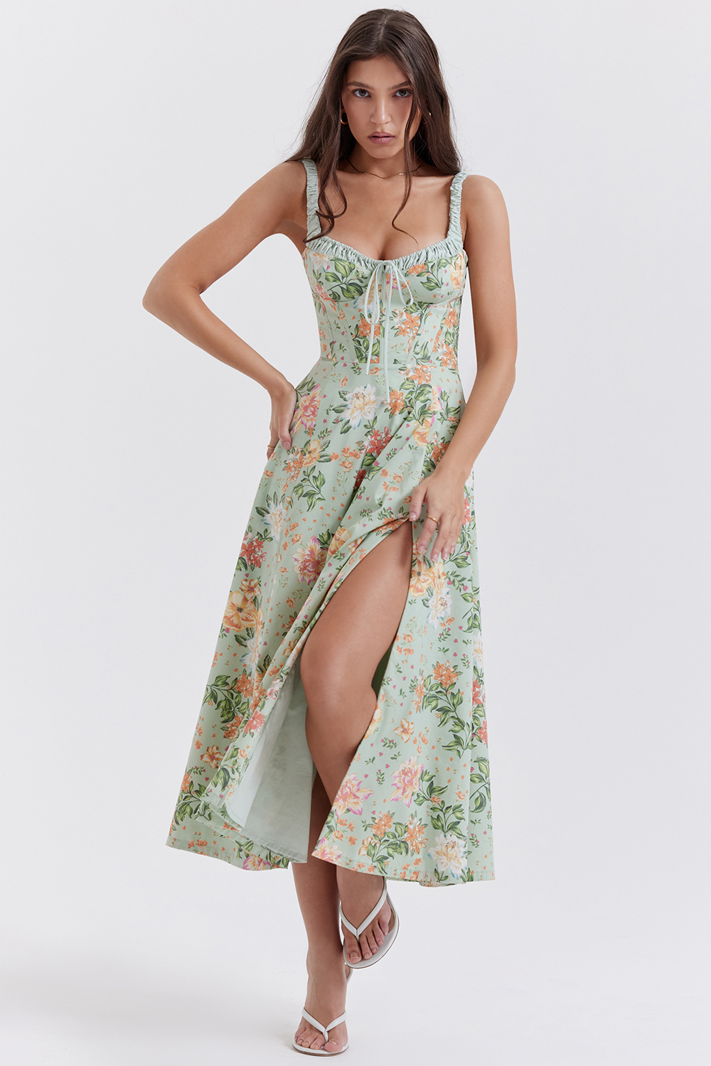 Sabrina Light Jade Print Bustier Sundress - luluinthesky