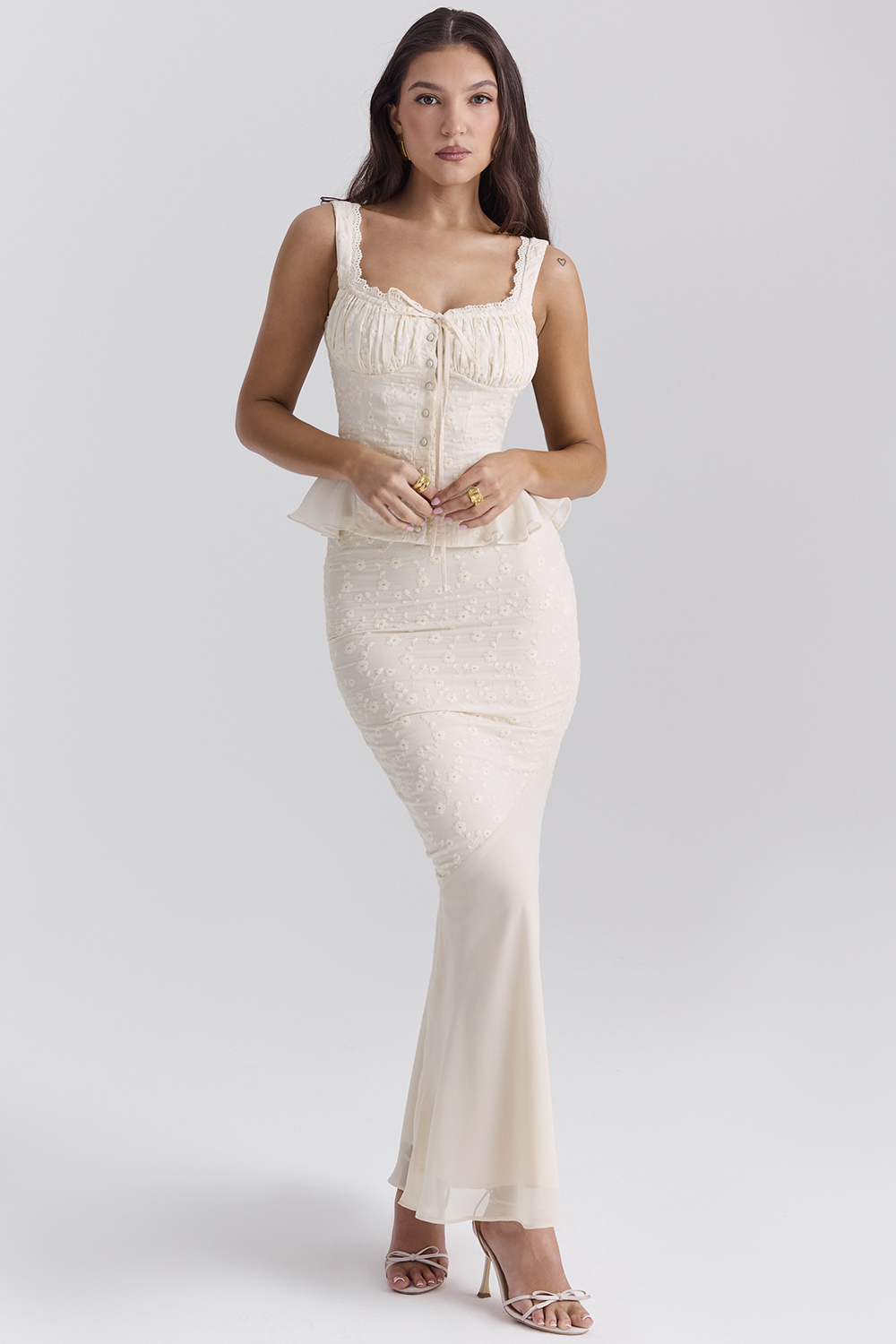 Jean Vintage Cream Cotton Broderie Anglais Peplum Top - luluinthesky