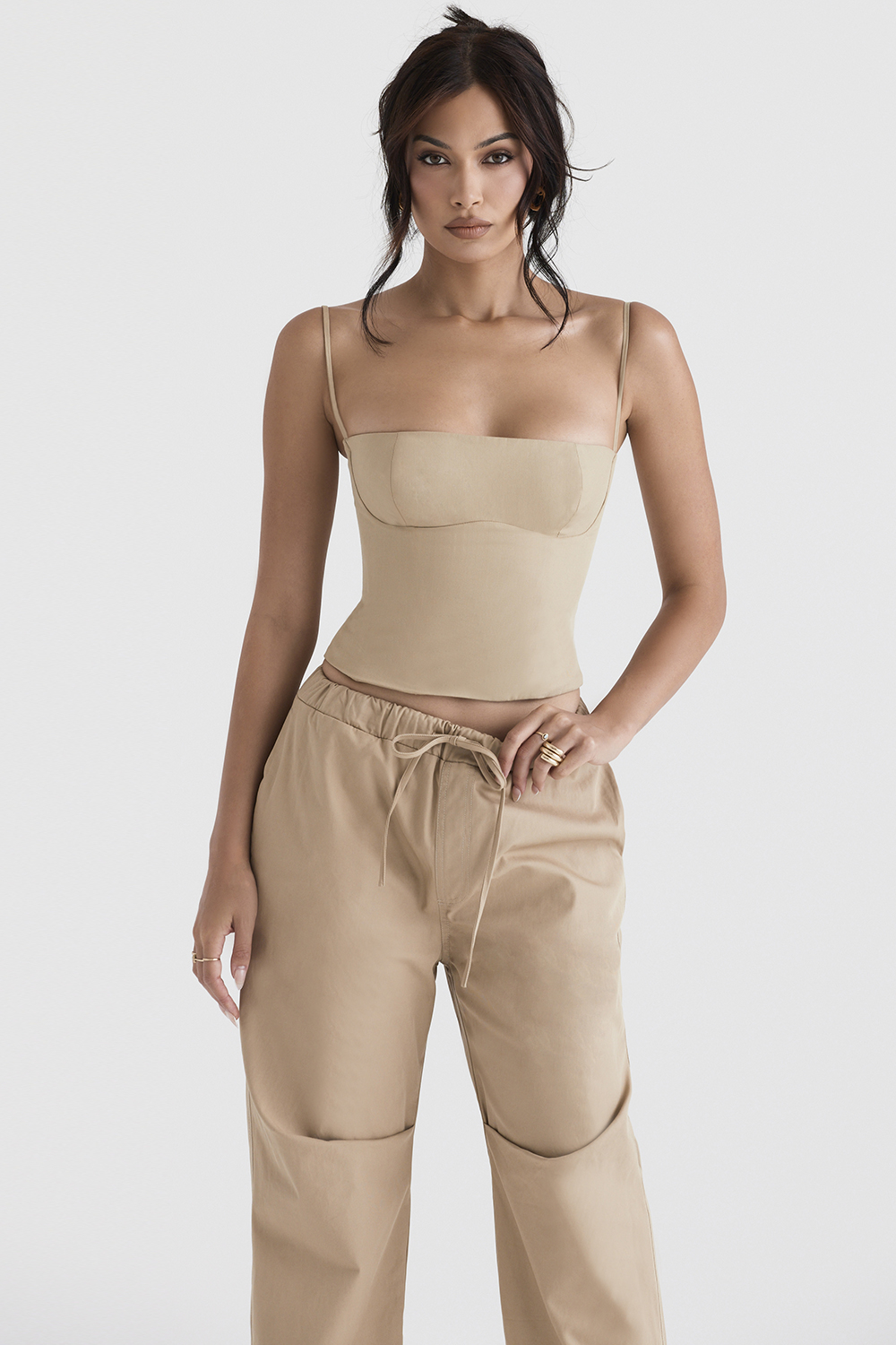 Audette Camel Structured Corset - luluinthesky