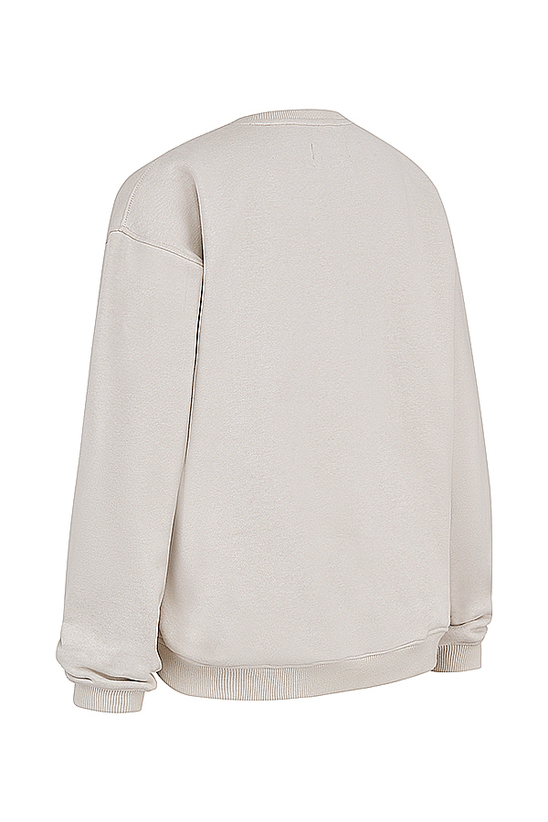 Haze Cloud Cotton Fleece-Back Crew Neck Sweatshirt - luluinthesky
