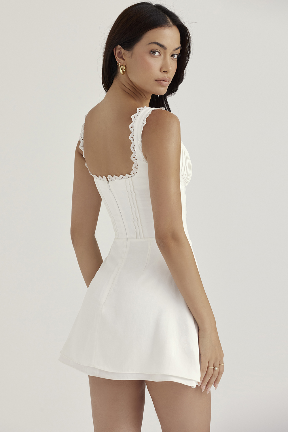 Tilly White Pin Tuck Mini Dress - luluinthesky